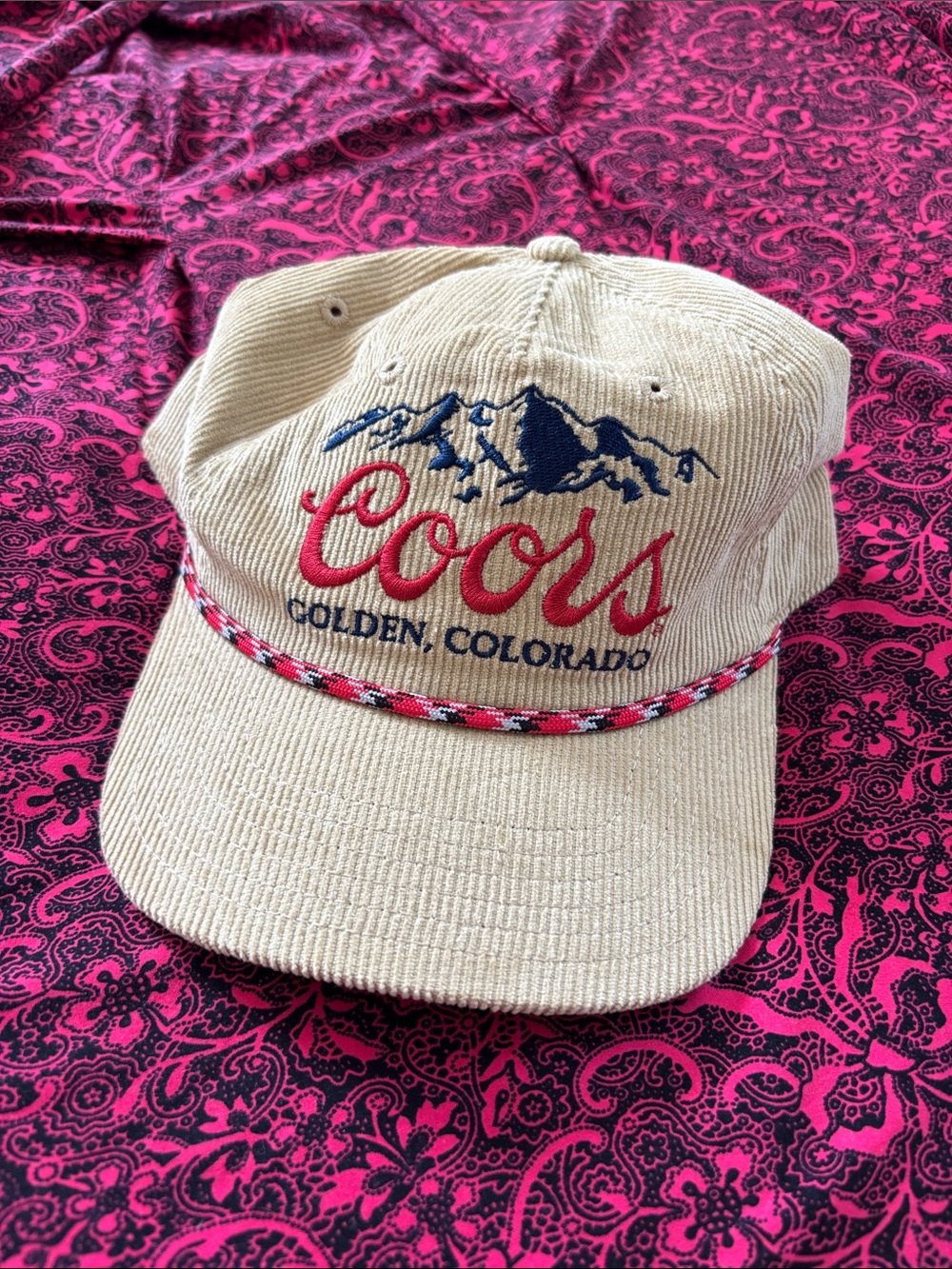 Coors Golden Colorado Beige Corduroy Cap with Red Embroidery